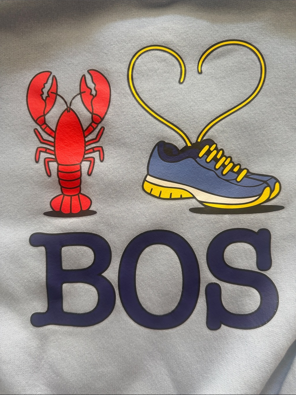 Women’s Light Blue 'BOS' Lobster & Sneaker Graphic Sweatshirt - Picture 3 of 5